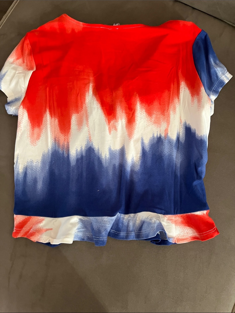 Love By Design Red, White & Blue Tie-Dye Knot Front Crop Top - Picture 5 of 6